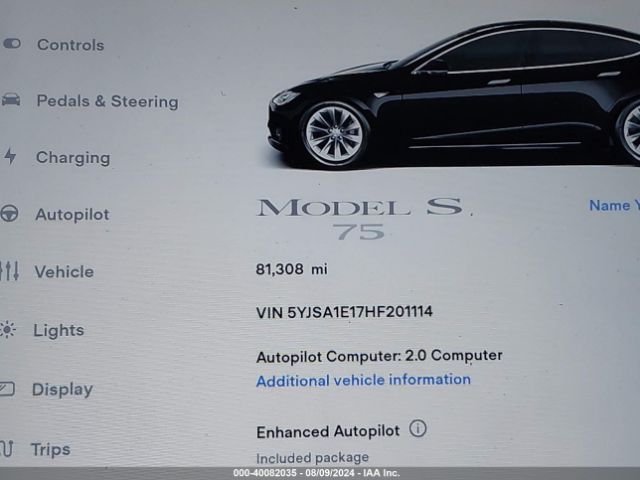 5YJSA1E17HF201114 Tesla Model S 60/75