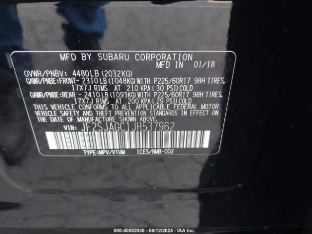 JF2SJAGC1JH537962 Subaru Forester 2.5i Premium