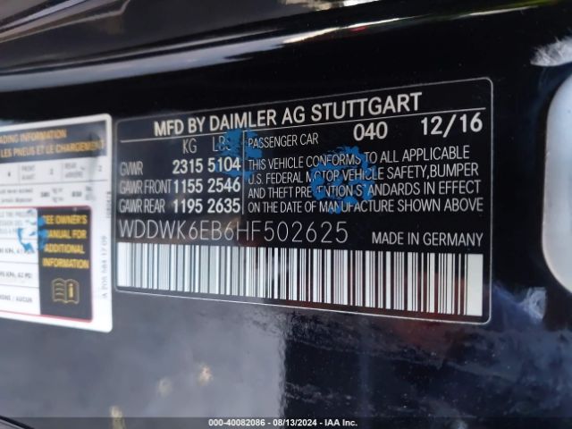WDDWK6EB6HF502625 Mercedes-Benz Amg C 43 4matic