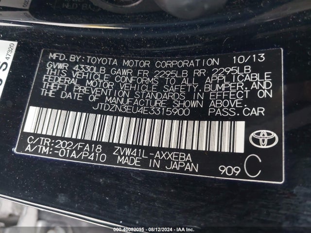 Toyota Prius V Two 2014 JTDZN3EU4E3315900 Image 9