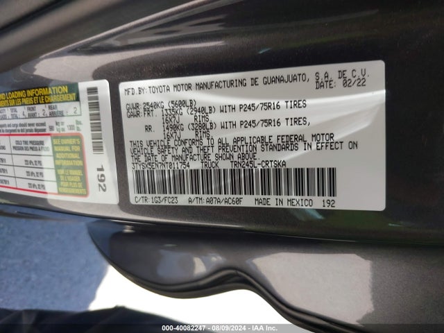 Toyota Tacoma Sr5 2022 3TYSX5EN7NT011754 Image 9