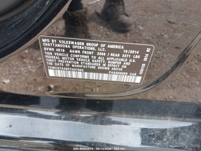 1VWCS7A38FC037682 Volkswagen Passat 1.8t Sel Premium