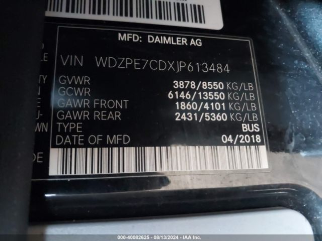 WDZPE7CDXJP613484 Mercedes-Benz Sprinter 2500 Standard Roof V6