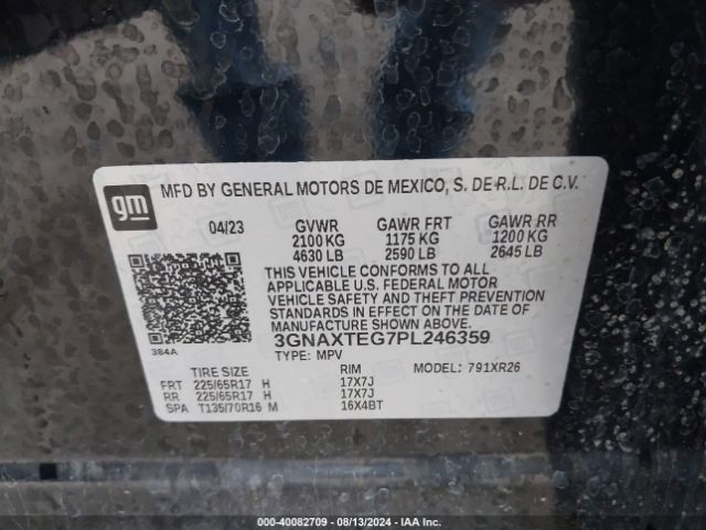 3GNAXTEG7PL246359 Chevrolet Equinox Awd 2fl