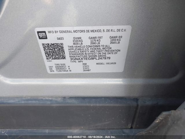 3GNAXTEG9PL247979 Chevrolet Equinox Awd 2fl