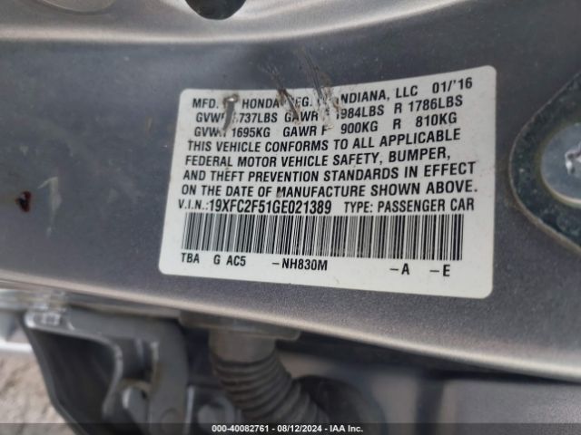 19XFC2F51GE021389 Honda Civic Lx