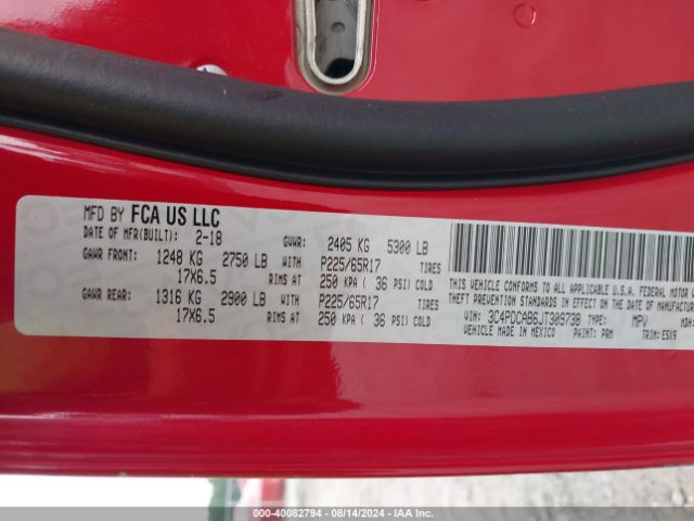 3C4PDCAB6JT309738 Dodge JOURNEY SE