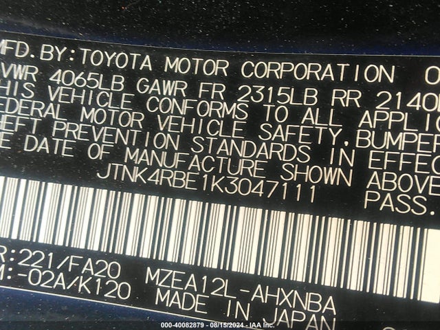 Toyota COROLLA SE 2019 JTNK4RBE1K3047111 Image 9
