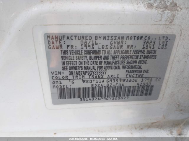 3N1AB7AP9GY328877 Nissan SENTRA S