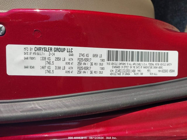 2C4RC1CG1ER311480 Chrysler Town & Country Touring-l