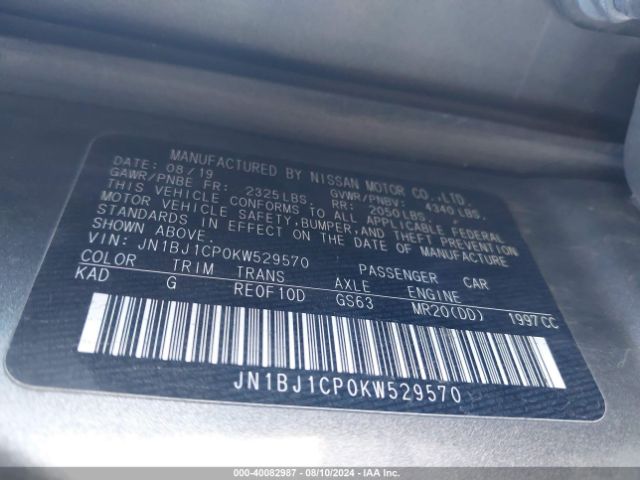 JN1BJ1CP0KW529570 Nissan Rogue Sport S