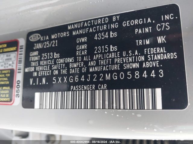 5XXG64J22MG058443 KIA K5 GT LINE