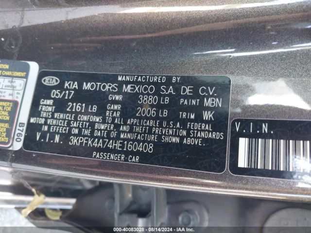 3KPFK4A74HE160408 KIA FORTE LX