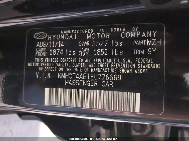 Hyundai ACCENT GLS 2014 KMHCT4AE1EU776669 Image 9