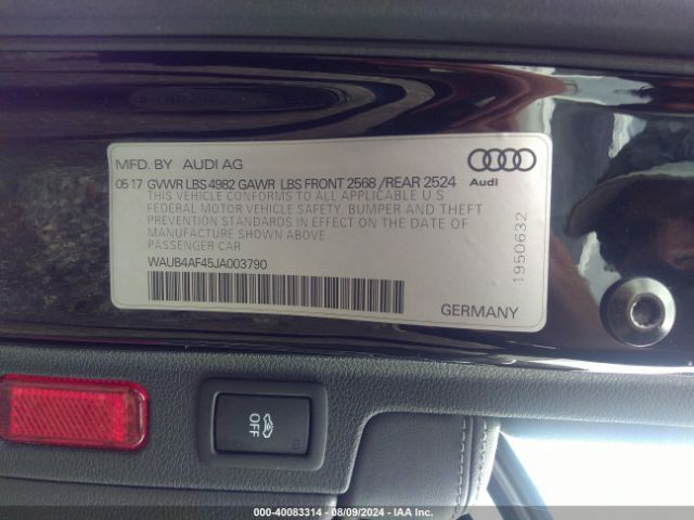 WAUB4AF45JA003790 Audi S4 3.0t Premium Plus