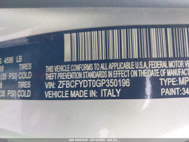 ZFBCFYDT0GP350196 Fiat 500x Lounge
