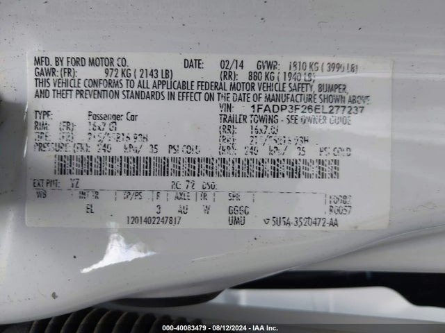 Ford FOCUS SE 2014 1FADP3F26EL277237 Image 9