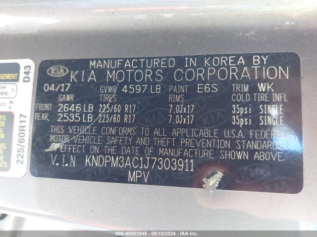 KIA Sportage Lx 2018 KNDPM3AC1J7303911 Image 9