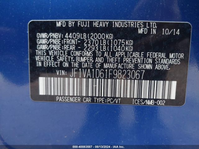 JF1VA1D61F9823067 Subaru Wrx Premium