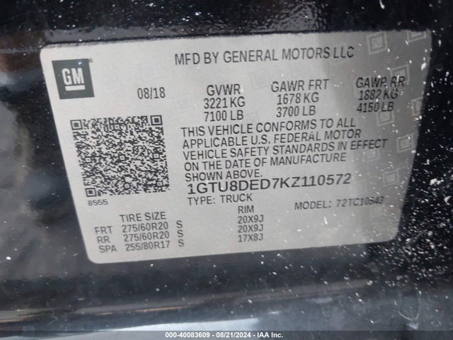 GMC Sierra 1500 Slt 2019 1GTU8DED7KZ110572 Image 9