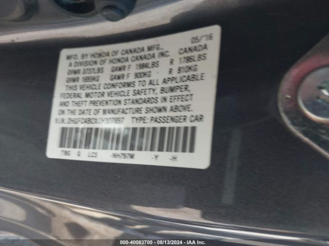 2HGFC4B0XGH307897 Honda Civic Lx-p