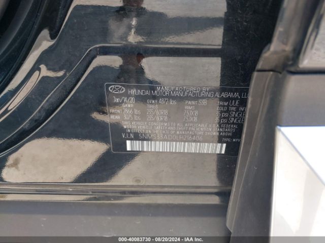 5NMS33AD0LH216406 Hyundai Santa Fe Sel