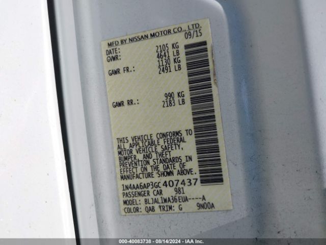 1N4AA6AP3GC407437 Nissan Maxima 3.5 Sr