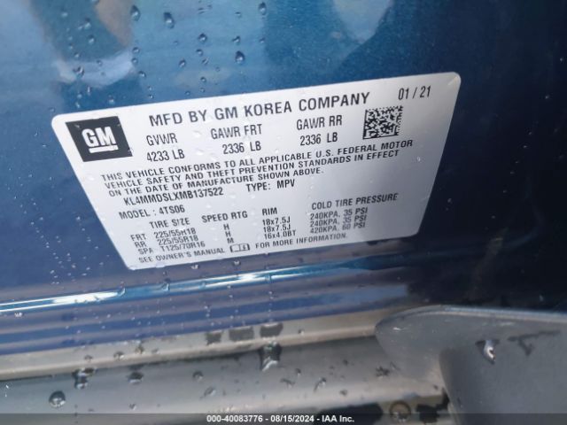 KL4MMDSLXMB137522 Buick Encore Gx Fwd Select