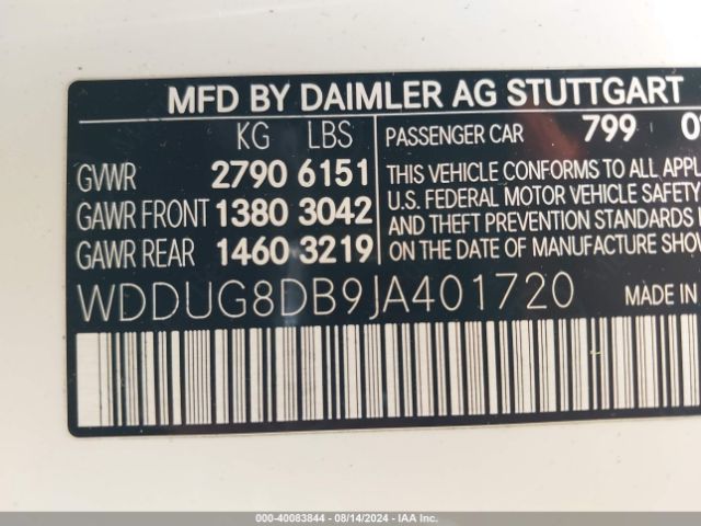 WDDUG8DB9JA401720 Mercedes-Benz S 560