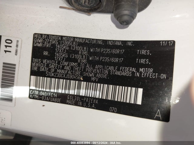 Toyota Sienna Le 8 Passenger 2018 5TDKZ3DCXJS904568 Image 9