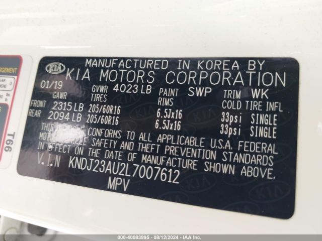 KNDJ23AU2L7007612 KIA SOUL LX