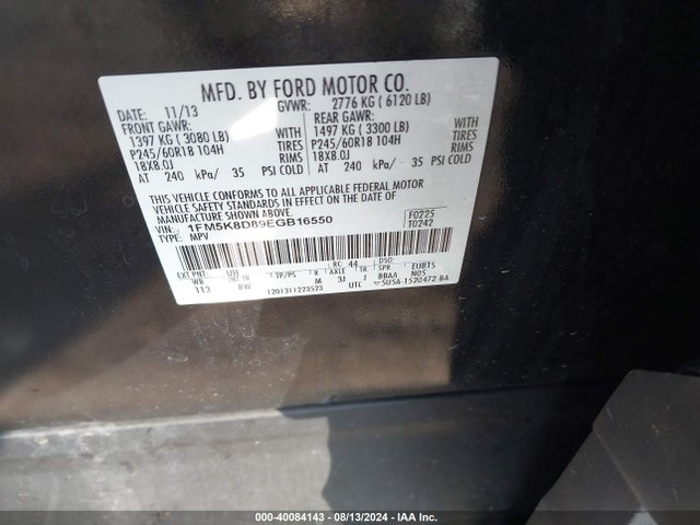 Ford EXPLORER XLT 2014 1FM5K8D89EGB16550 Image 9
