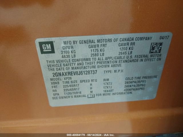2GNAXREV8J6128737 Chevrolet EQUINOX LS