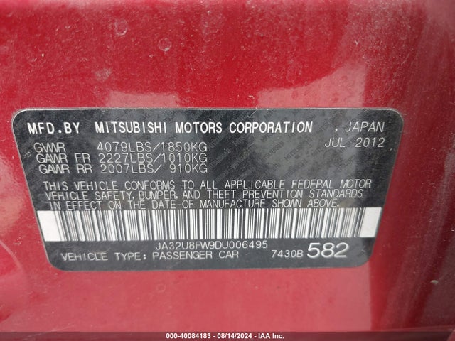 2013 MITSUBISHI LANCER JA32U8FW9DU006495 Photo 8