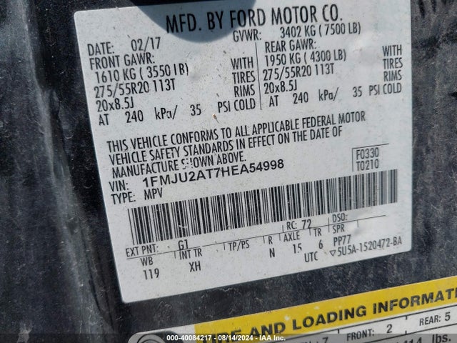 Ford Expedition Limited 2017 1FMJU2AT7HEA54998 Image 9