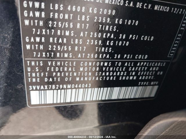 3VVAX7B29NM044043 Volkswagen Taos 1.5t S