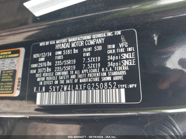 5XYZW4LAXFG250852 Hyundai Santa Fe Sport 2.0l Turbo