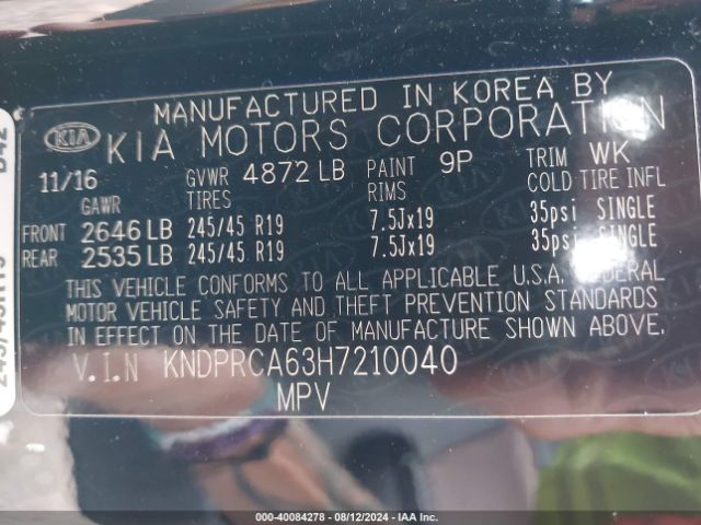 KNDPRCA63H7210040 KIA Sportage Sx Turbo