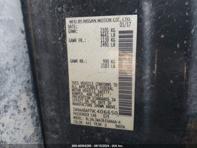 1N4AA6AP7HC406650 Nissan Maxima 3.5 Sr