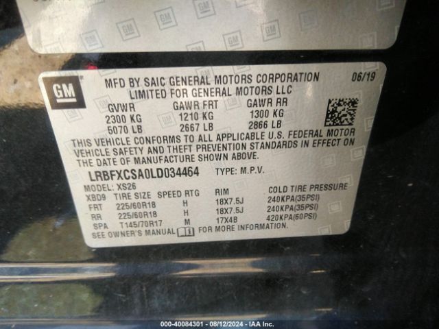 LRBFXCSA0LD034464 Buick Envision Fwd Essence