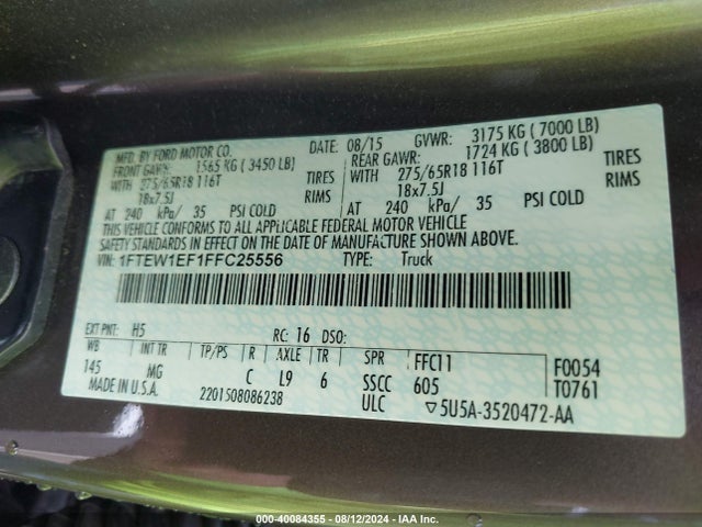 Ford F-150 Xlt 2015 1FTEW1EF1FFC25556 Image 9