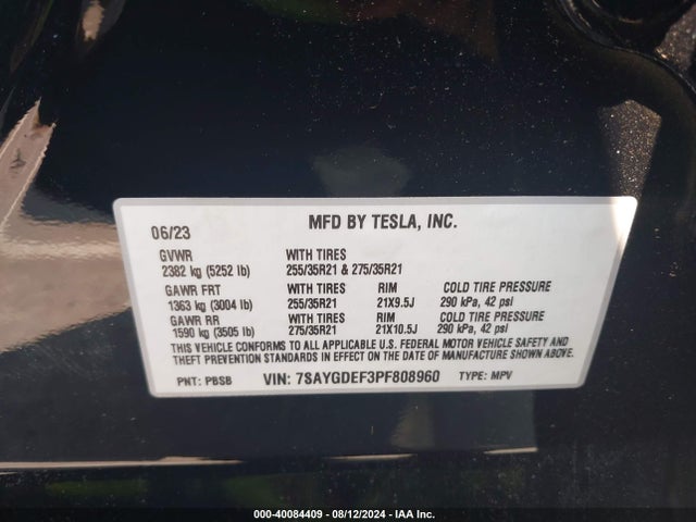 7SAYGDEF3PF808960 Tesla Model Y Awd/performance Dual Motor All-wheel Drive