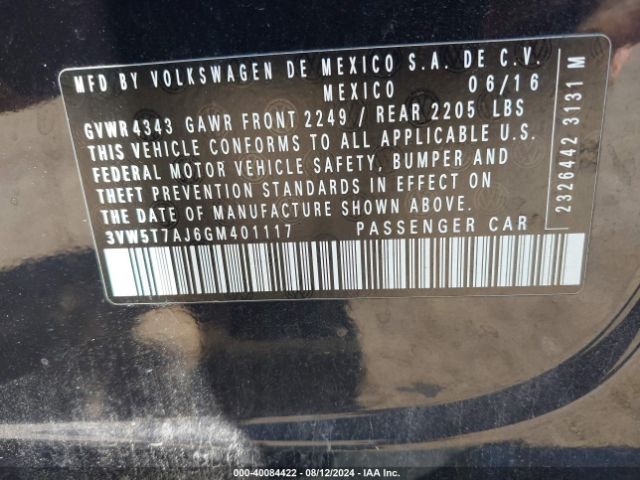 3VW5T7AJ6GM401117 Volkswagen Jetta 2.0t Gli Sel