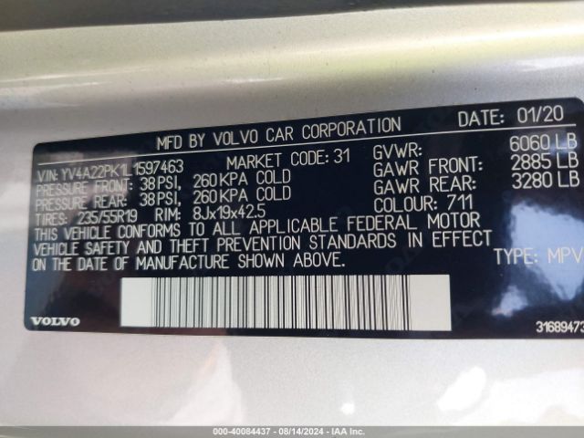 YV4A22PK1L1597463 Volvo Xc90 T6 Momentum 7 Passenger
