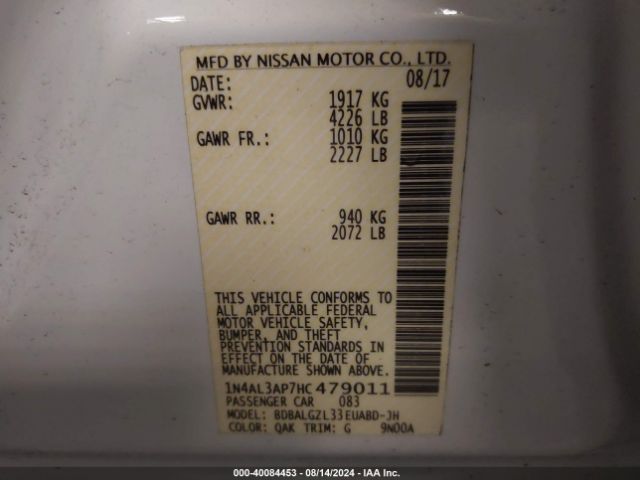 1N4AL3AP7HC479011 Nissan Altima 2.5 S