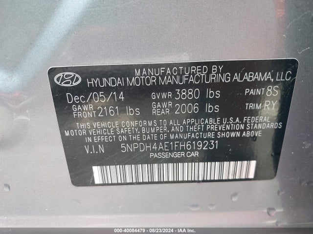 Hyundai ELANTRA SE 2015 5NPDH4AE1FH619231 Image 9