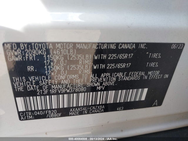 Toyota RAV4 LE 2023 2T3F1RFV9PW378080 Image 9
