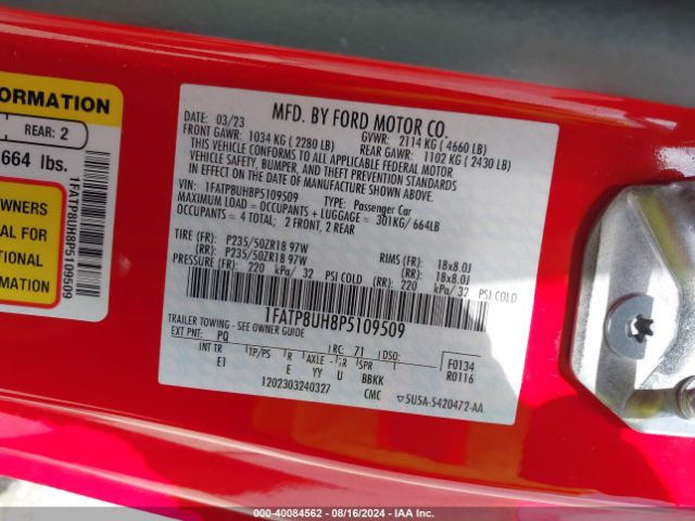 1FATP8UH8P5109509 Ford Mustang Ecoboost Premium