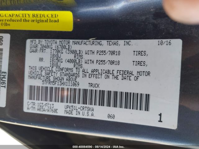 5TFRM5F13HX111069 Toyota Tundra Sr5 4.6l V8