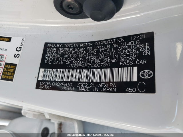 Toyota COROLLA LE 2022 JTDEPMAE7N3007391 Image 9